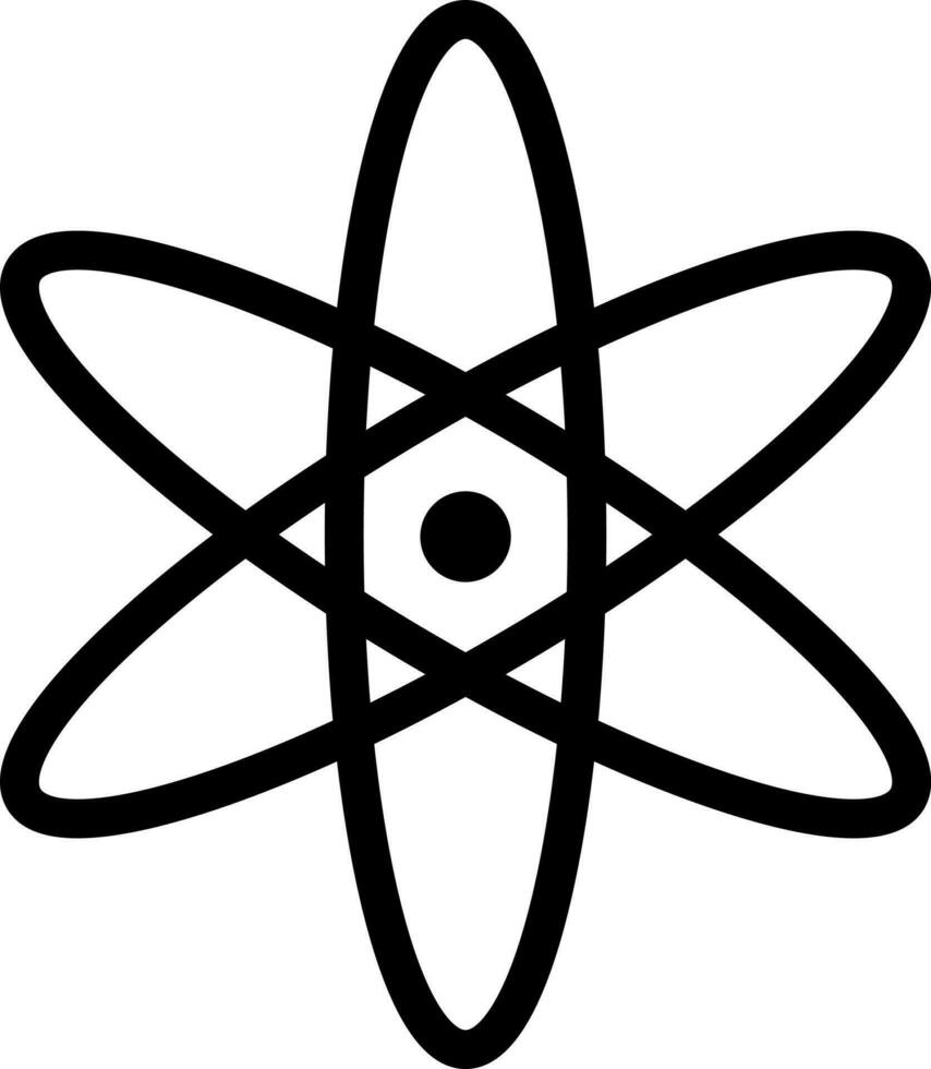 Illustration of atom icon in black color. vector