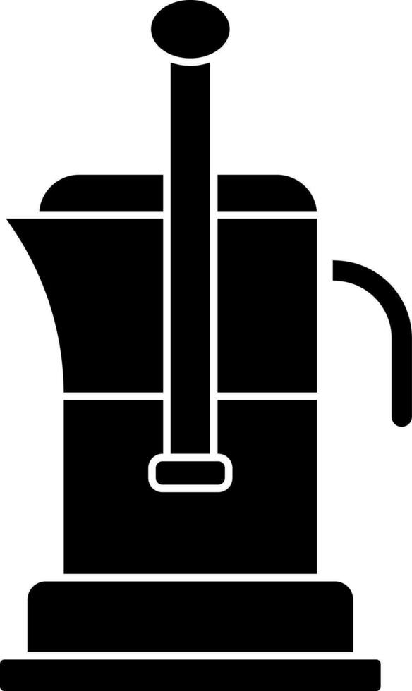 Black and White french press in flat style. vector