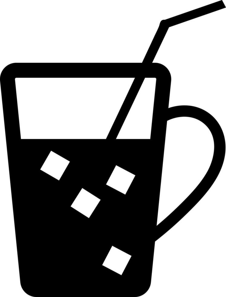 Black and White coffee mug with straw. vector