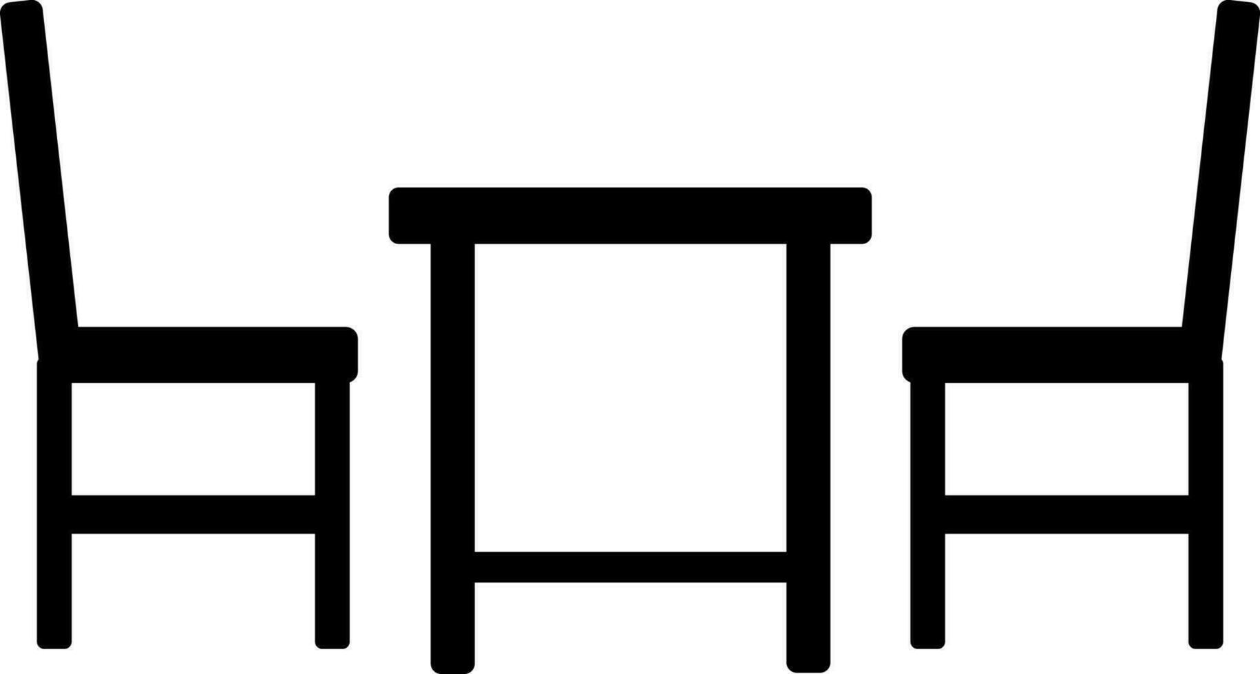 Black table with chairs icon on white background. vector
