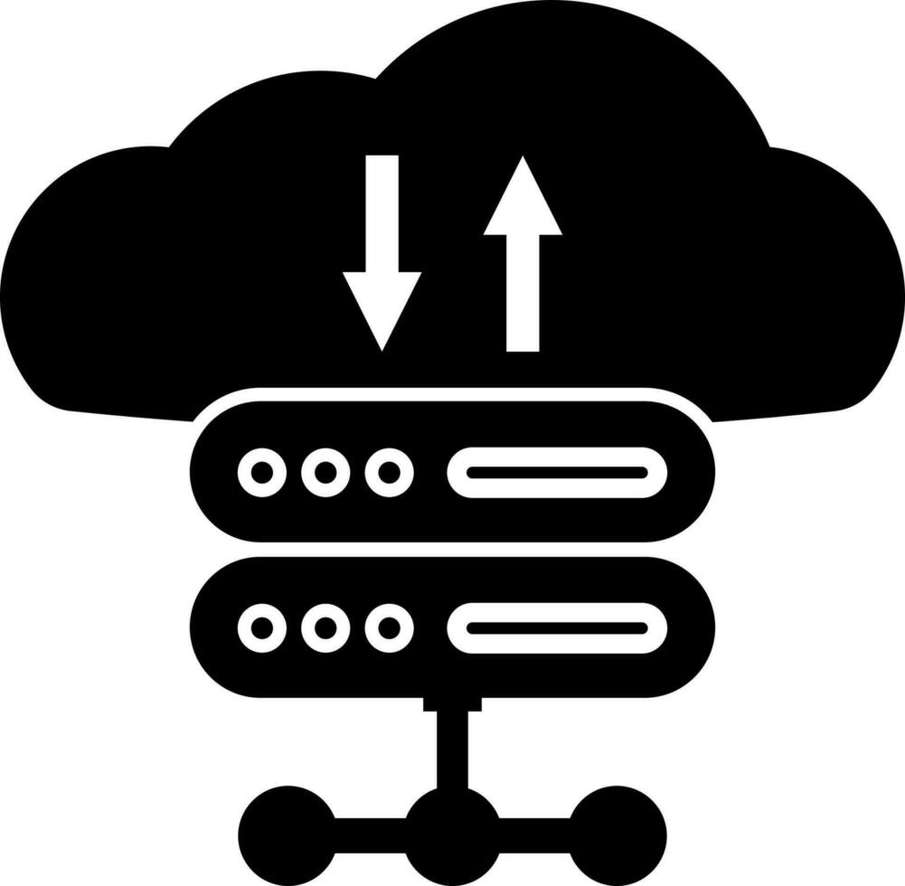 Black cloud data storage by server. vector