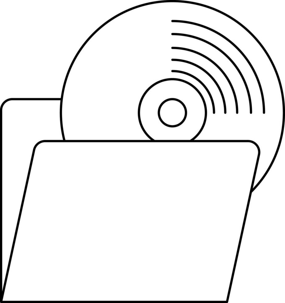 Stroke style of cd icon with rapper in isolated. vector