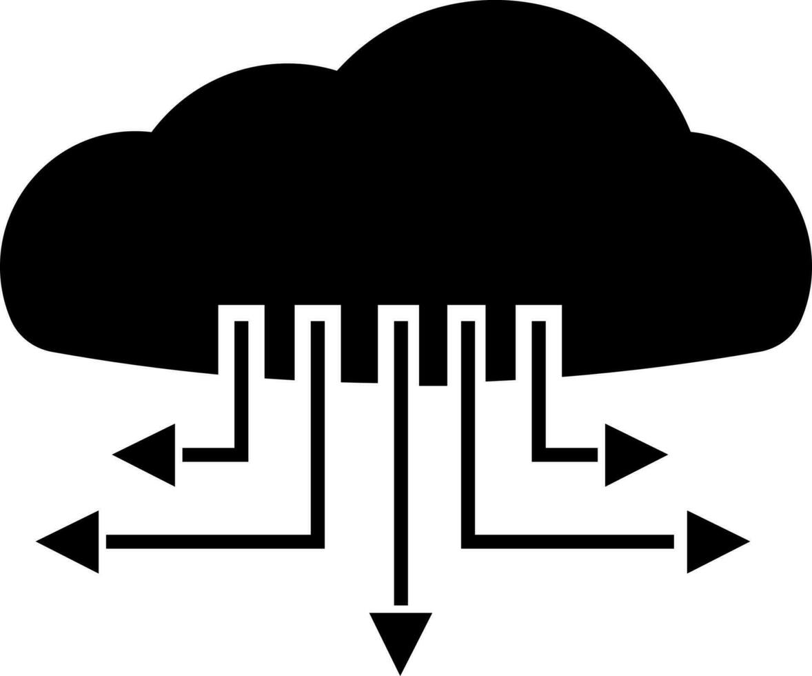 Black cloud data transfer by arrows. vector