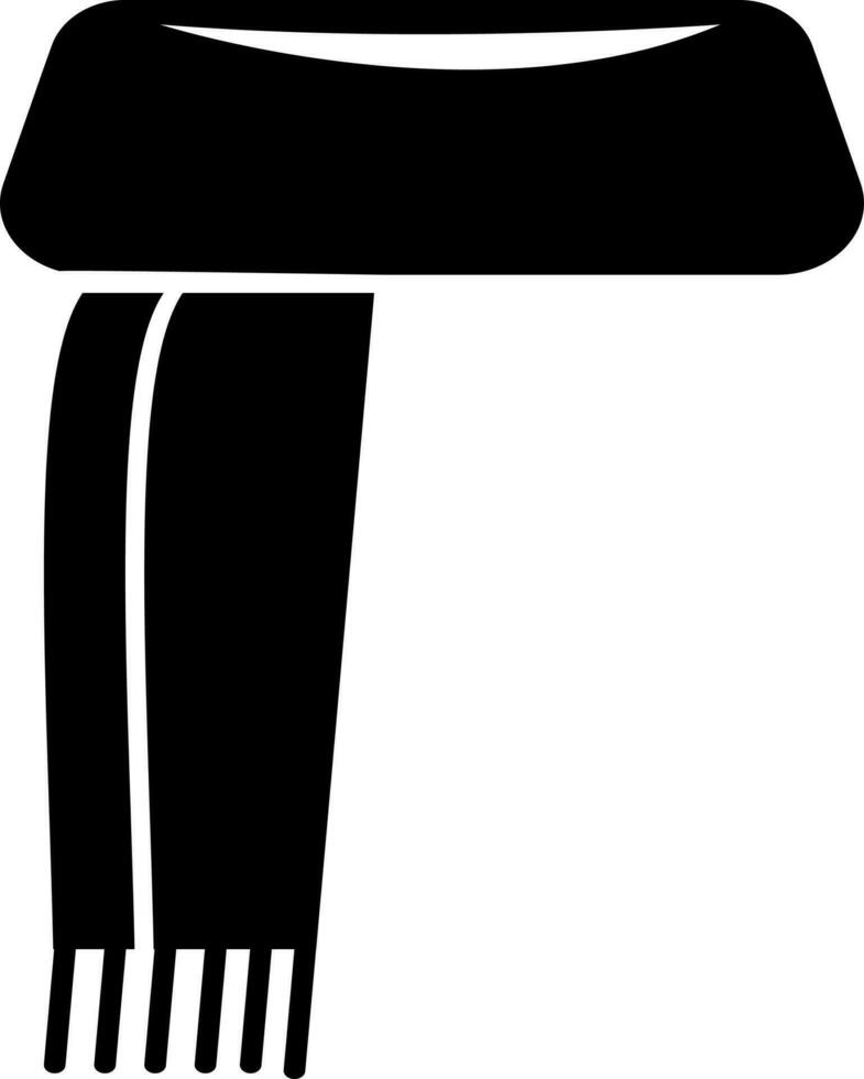 Black and White icon of scarf in flat style. vector