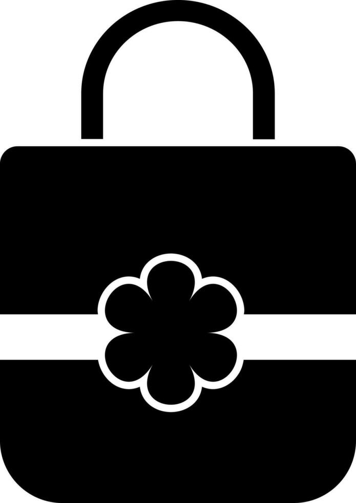 Black and White icon of shopping bag. vector