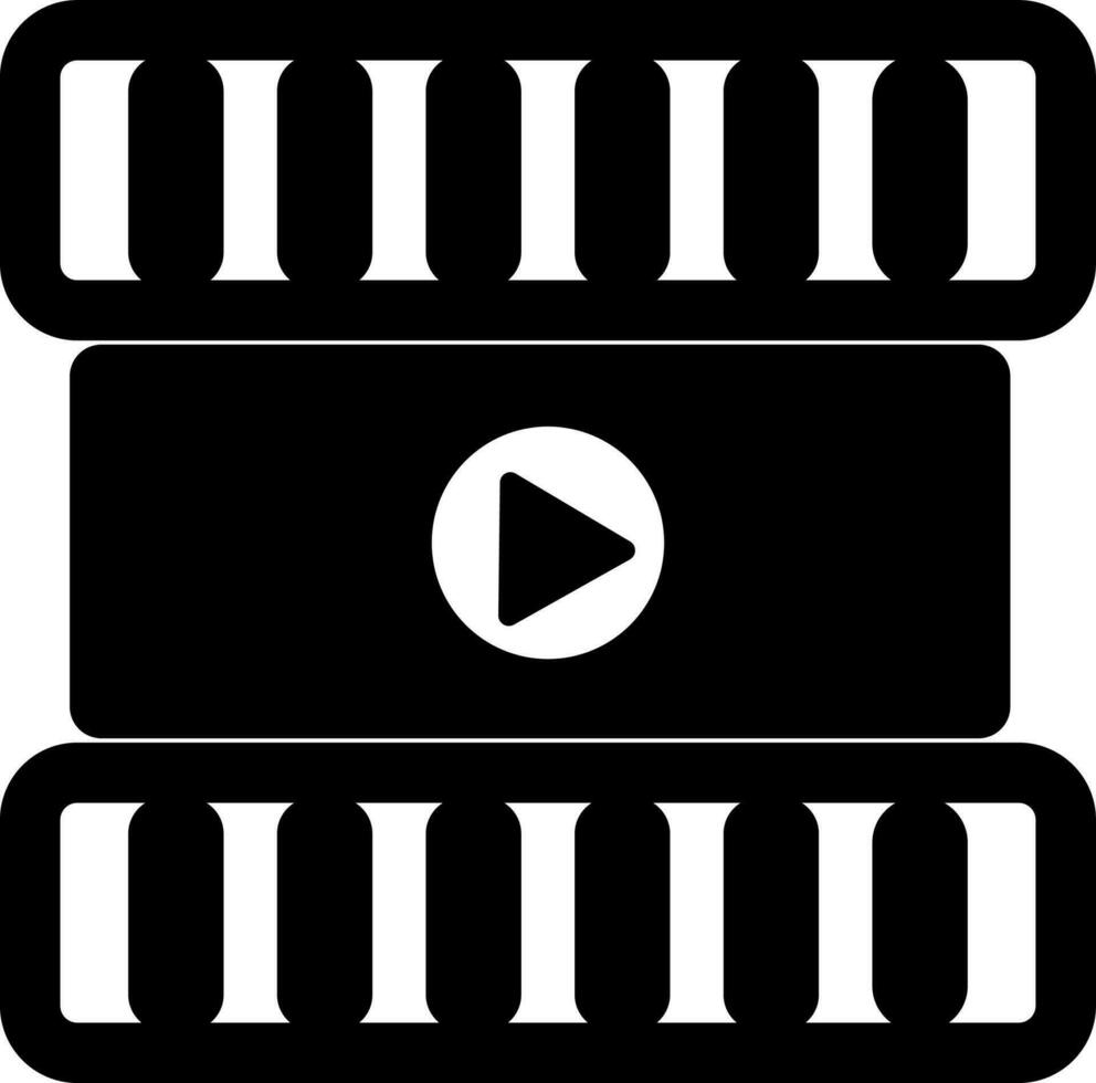 Black and White icon of video for movie and entertainment. vector