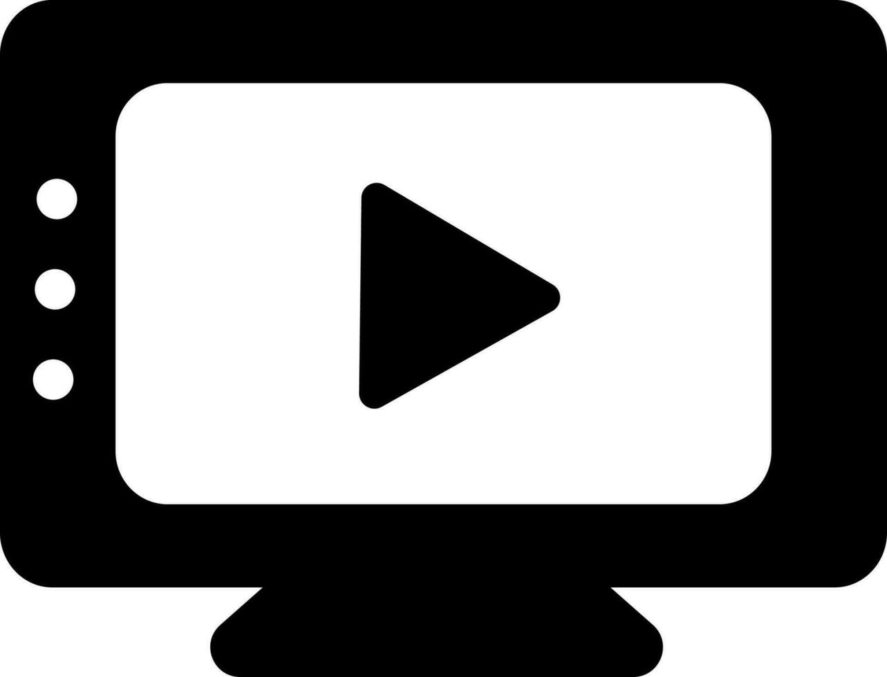 vídeo jugador negro y blanco icono en plano estilo. vector