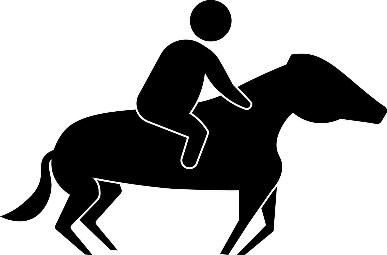 Character of black faceless man sitting on horse. vector