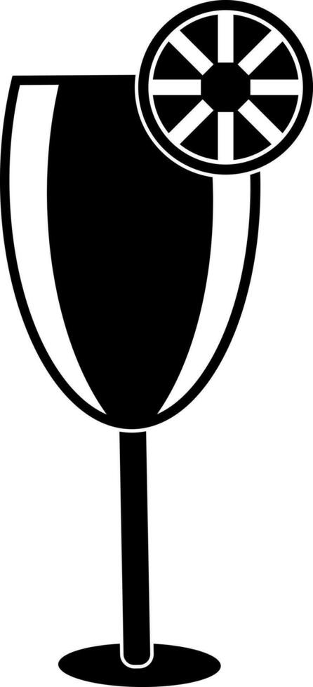 plano estilo negro y blanco cóctel vaso decorado con limón rebanada. vector