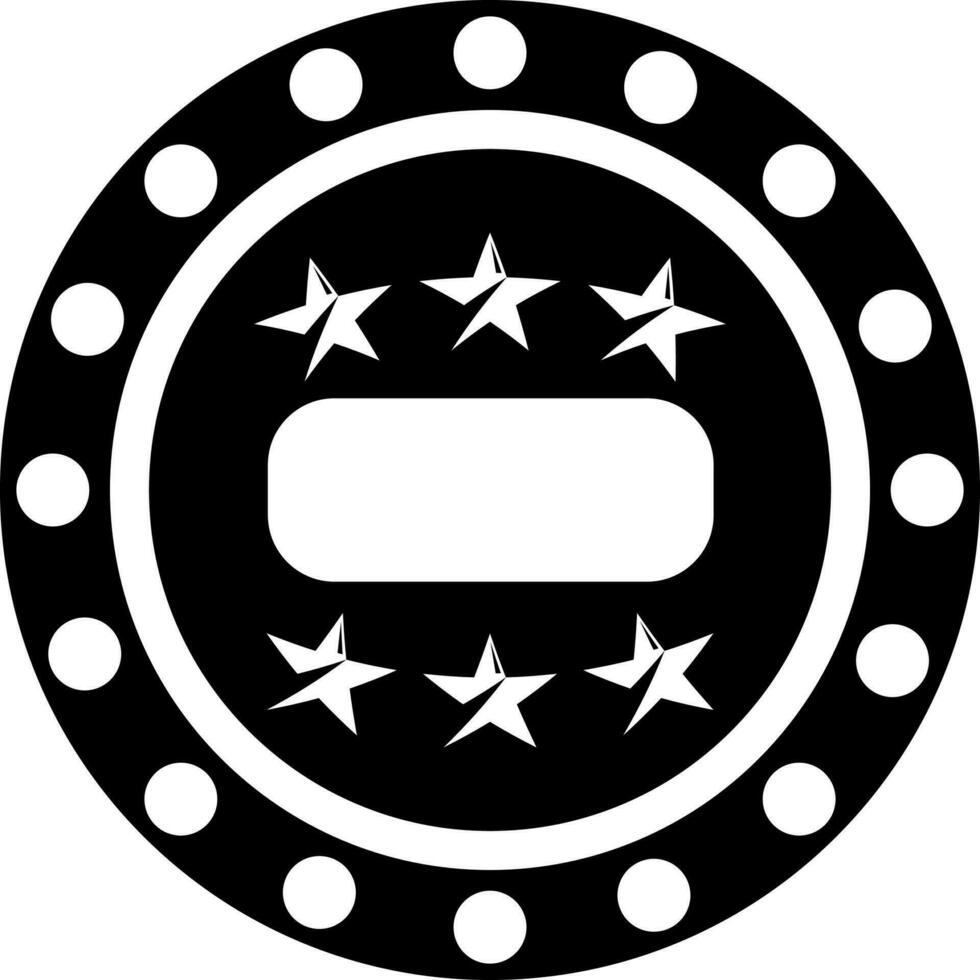 Black and White casino award decorated by dots and stars. Glyph icon or symbol. vector