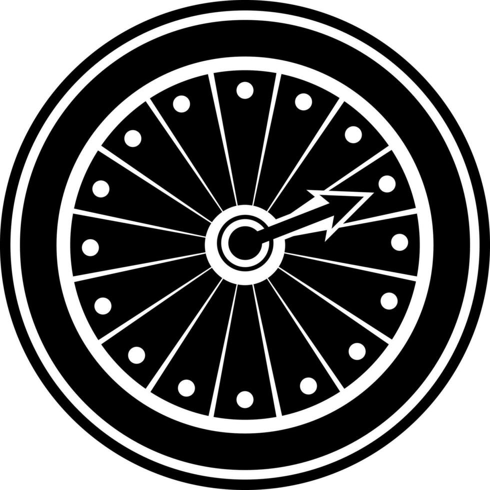 Black and White casino roulette with arrow in flat style. vector