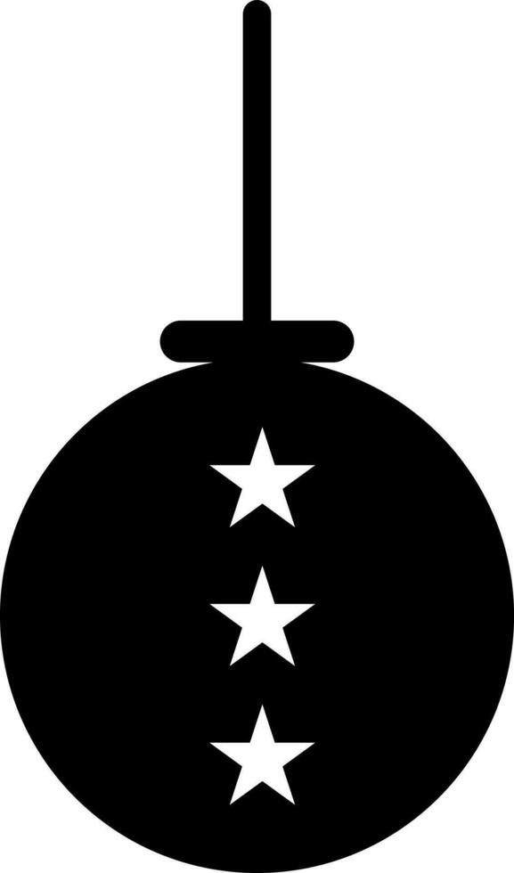 Hanging white stars decorated black ball. vector