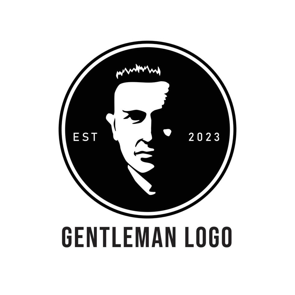 Men Logo Design with Black and White Silhouette Concept vector