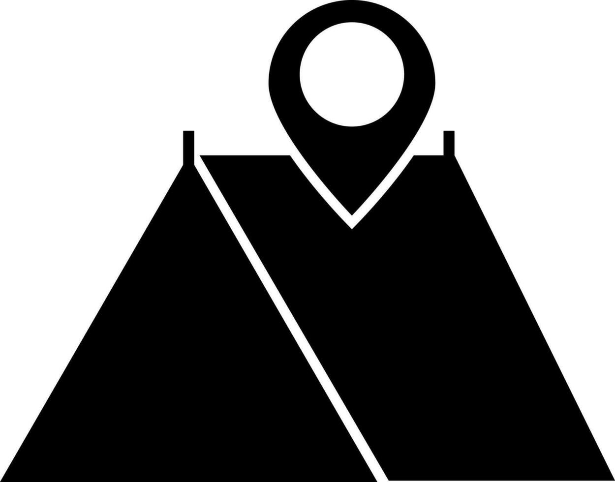 Flat style tent location searching icon vector