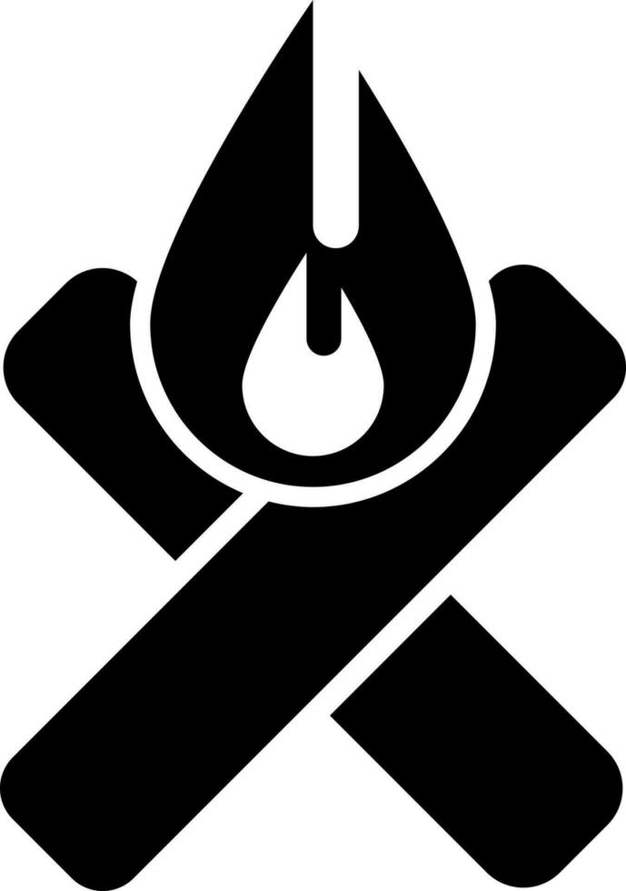 Illustration of bonfire icon in Black and White color. vector