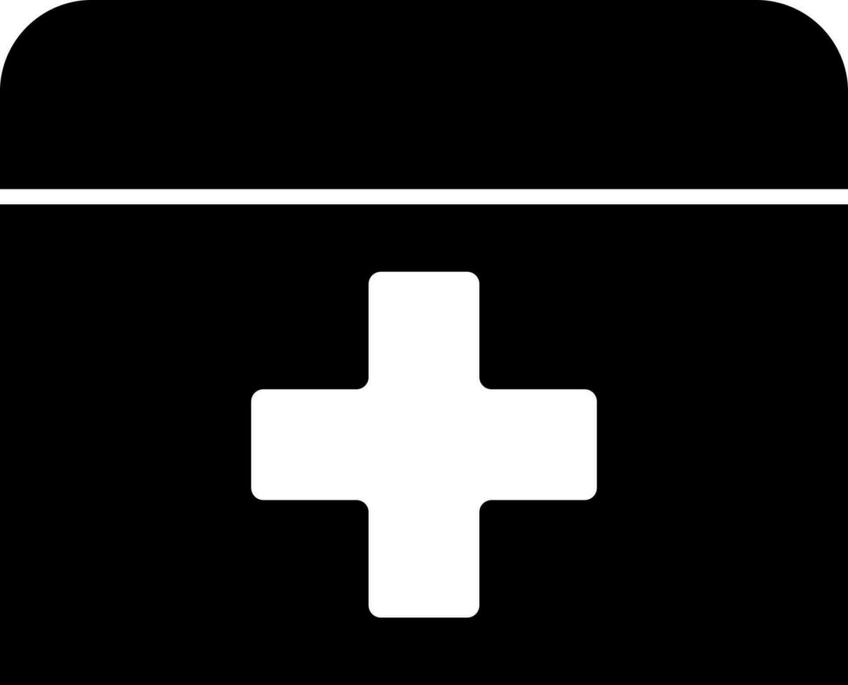 Isolated first aid box icon in Black and White color. vector