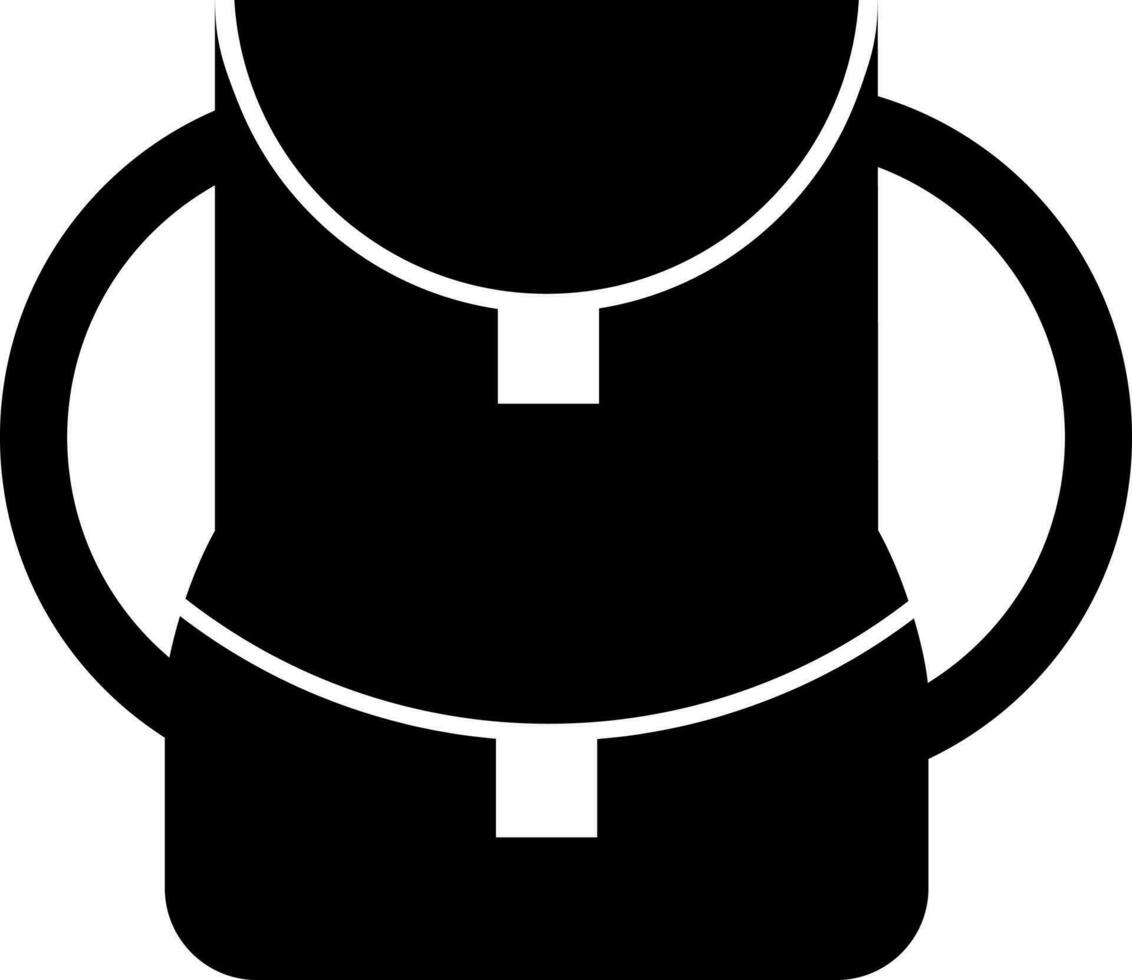 Black and White backpack icon or symbol. vector