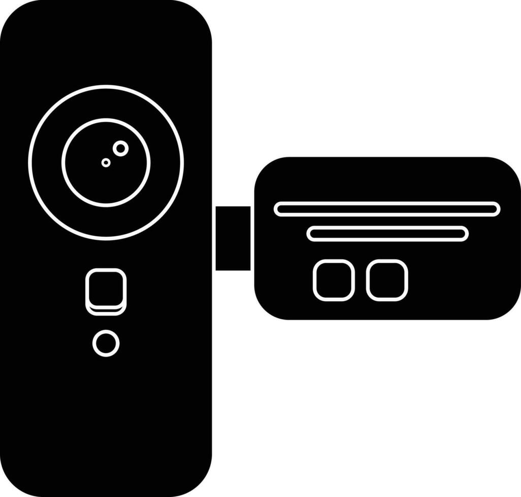 Black and White manual video camera in flat style. vector