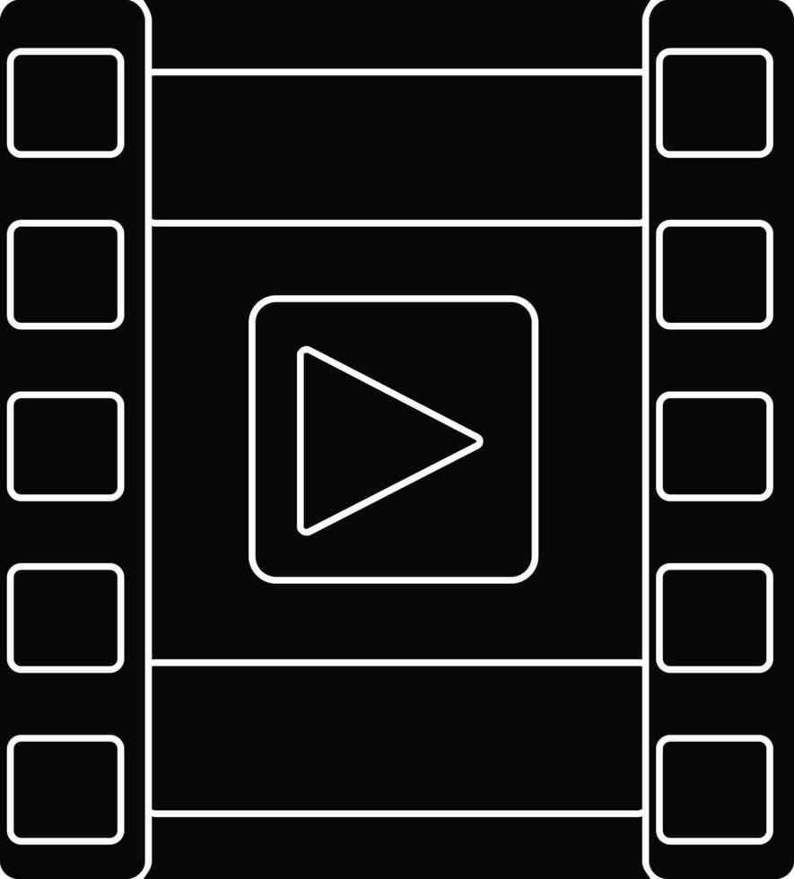 Black and white film strip with play button. vector