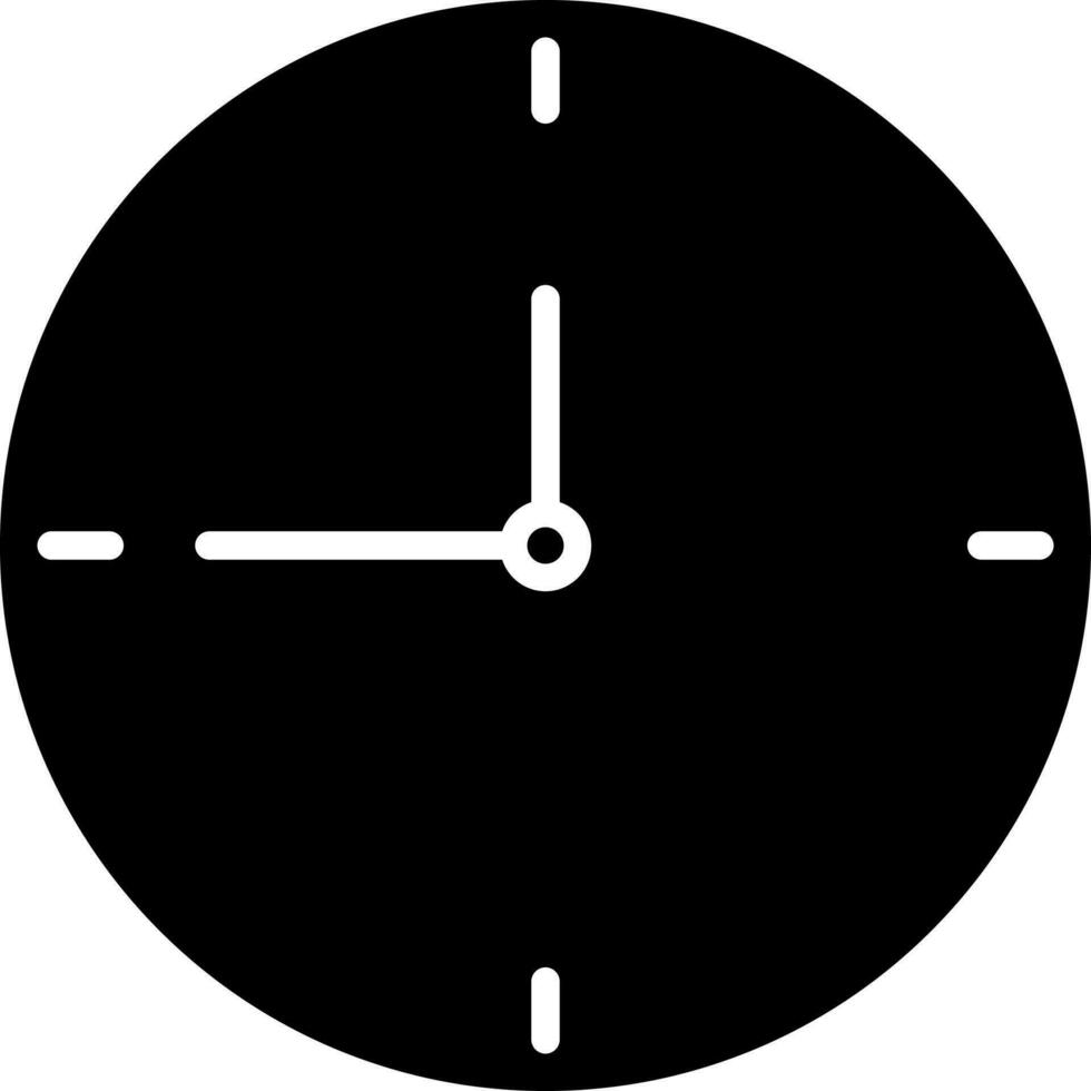 Black and White clock icon in flat style. vector