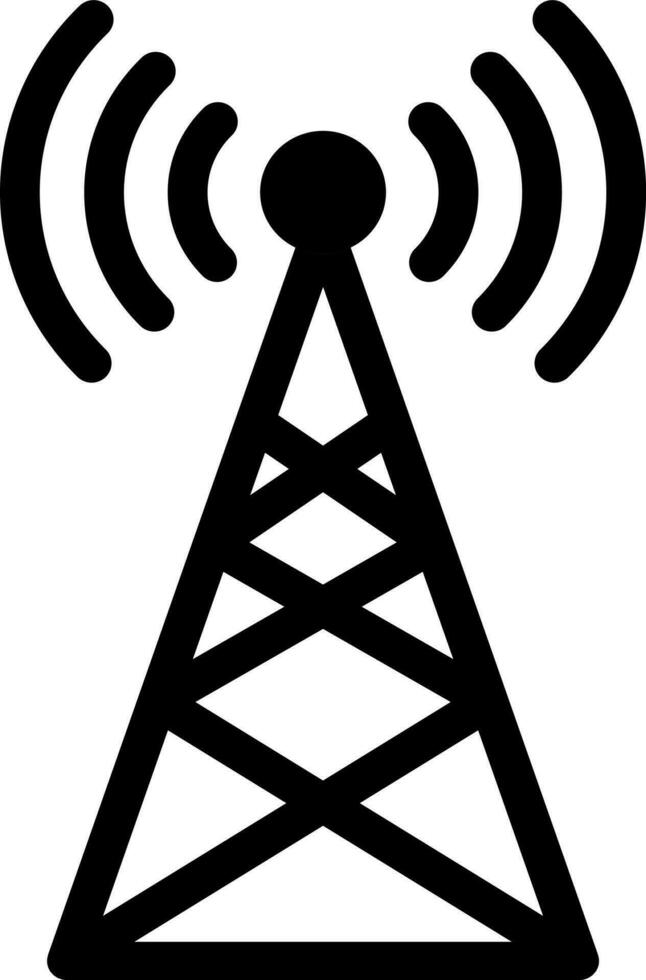 Signal tower icon in Black and White color. vector