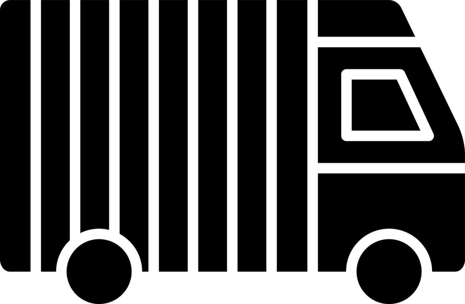 Black and White truck or lorry icon in flat style. vector