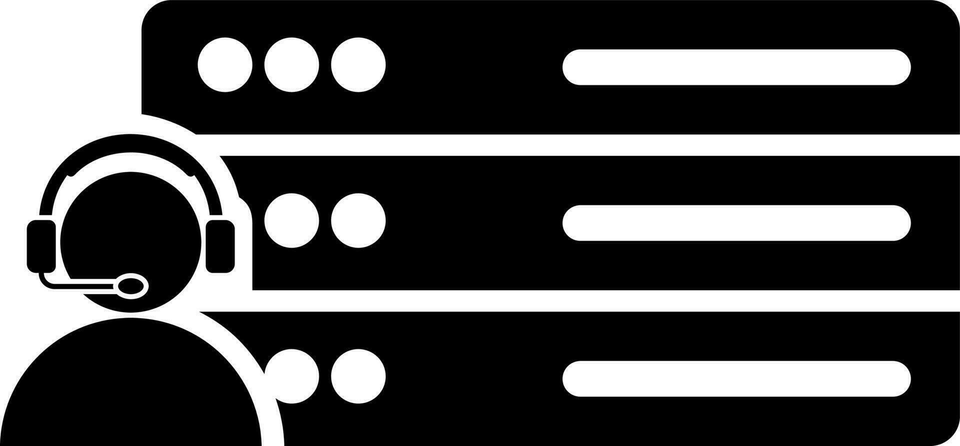 Black and White illustration of customer care server icon. vector