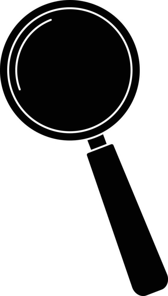 Black and White magnifying glass. Glyph icon or symbol. vector