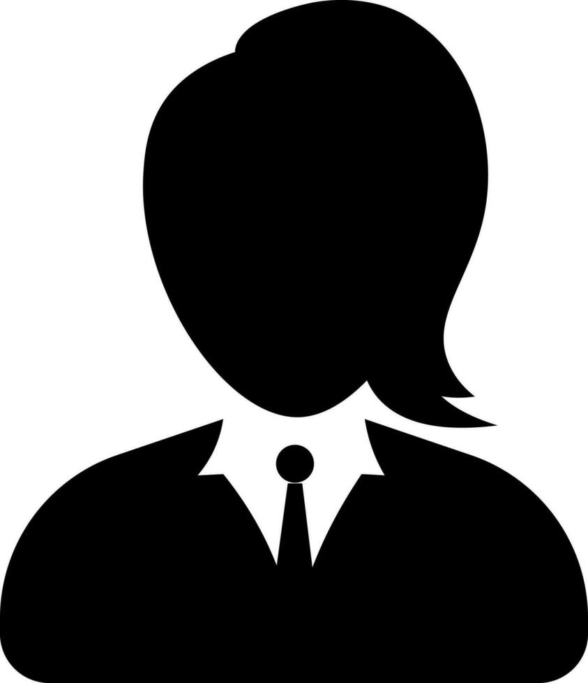 Black and White business woman icon in glyph style. vector