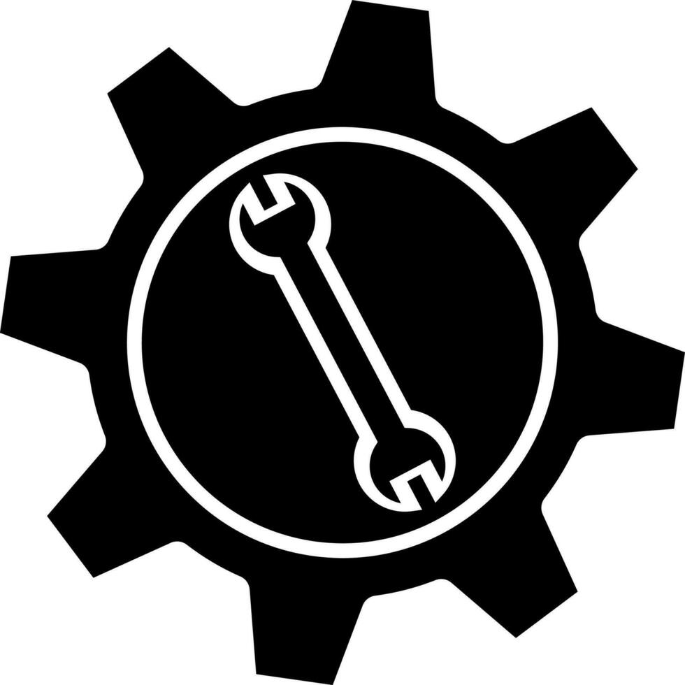 Isolated black setting icon for maintenance concept. vector