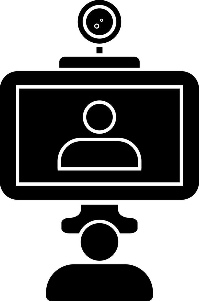 Flat style video calling in black color. vector