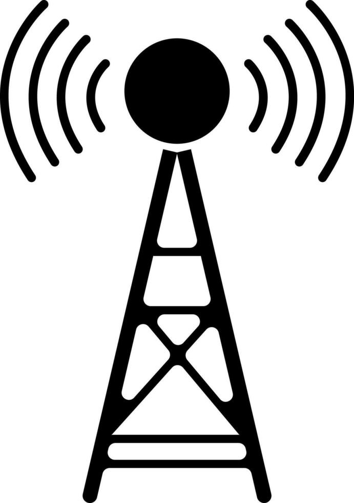 Flat style internet tower in black color. Glyph icon or symbol. vector