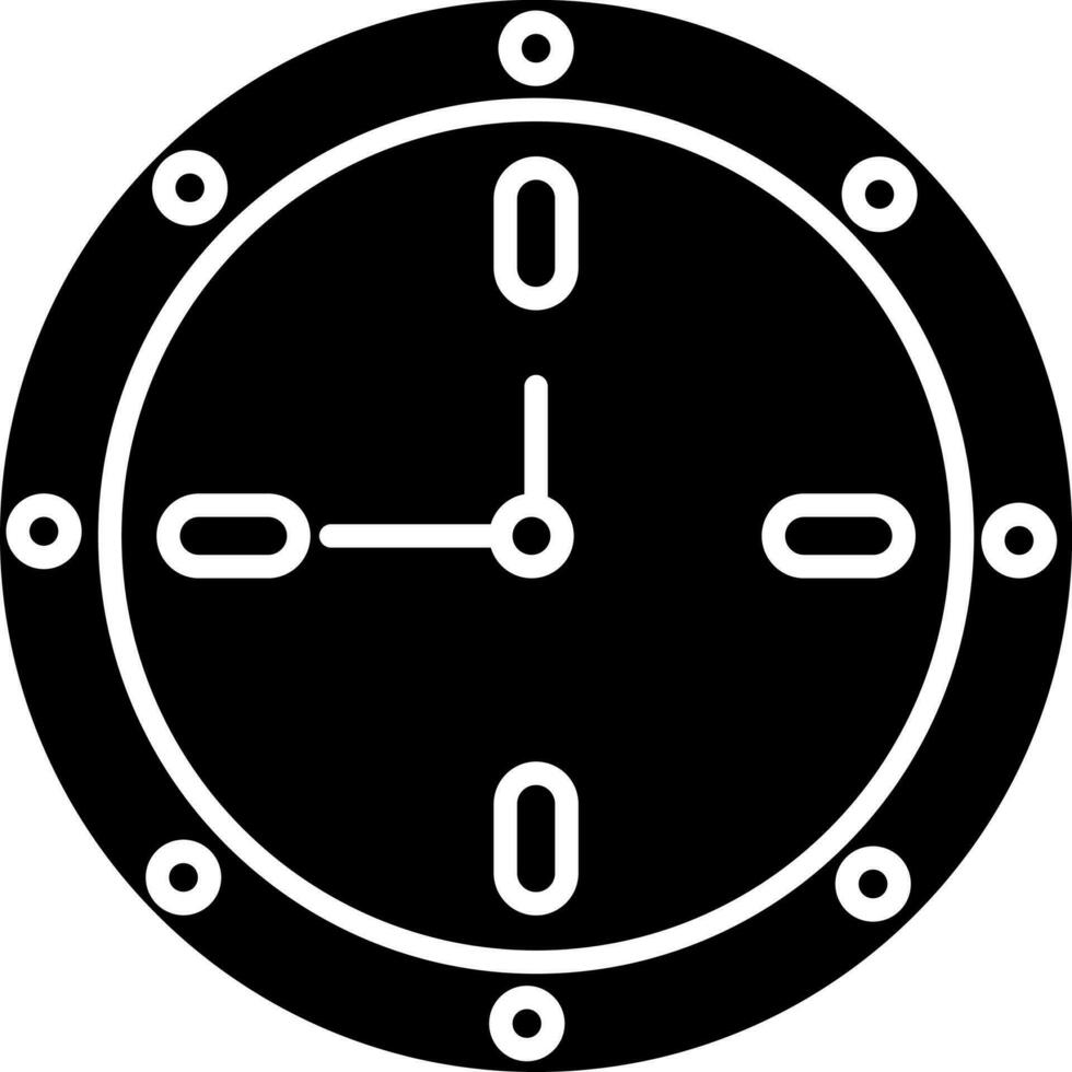 Isolated Black and White wall clock. vector