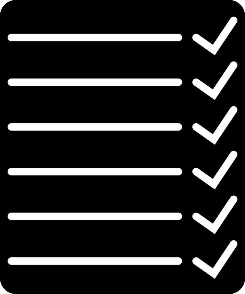 negro y blanco Lista de Verificación icono en plano estilo. vector