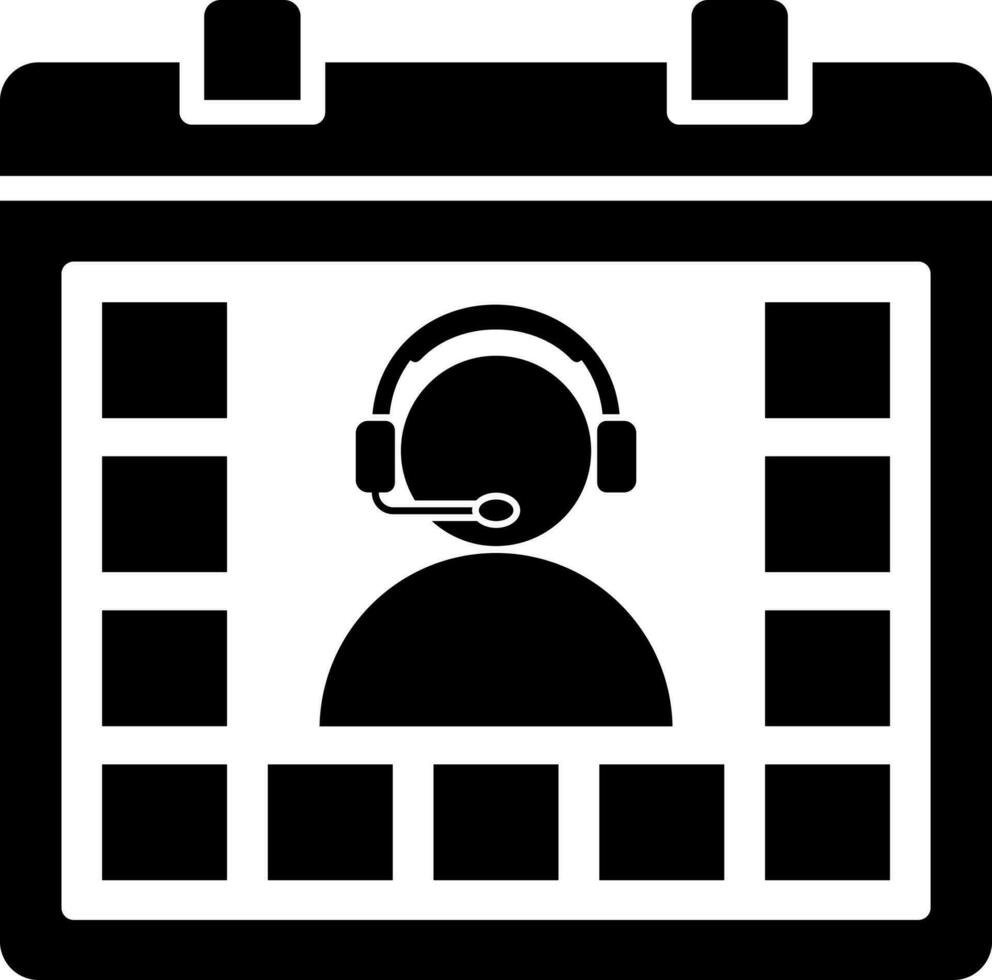 Calender glyph icon or symbol for Call center. vector
