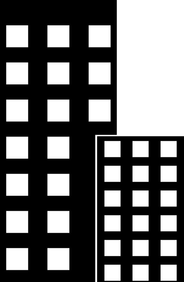 negro y blanco edificio icono en plano estilo. vector