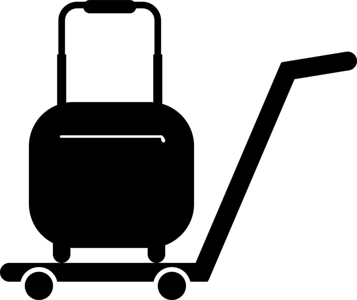 Black and White illustration of luggage flat icon. vector