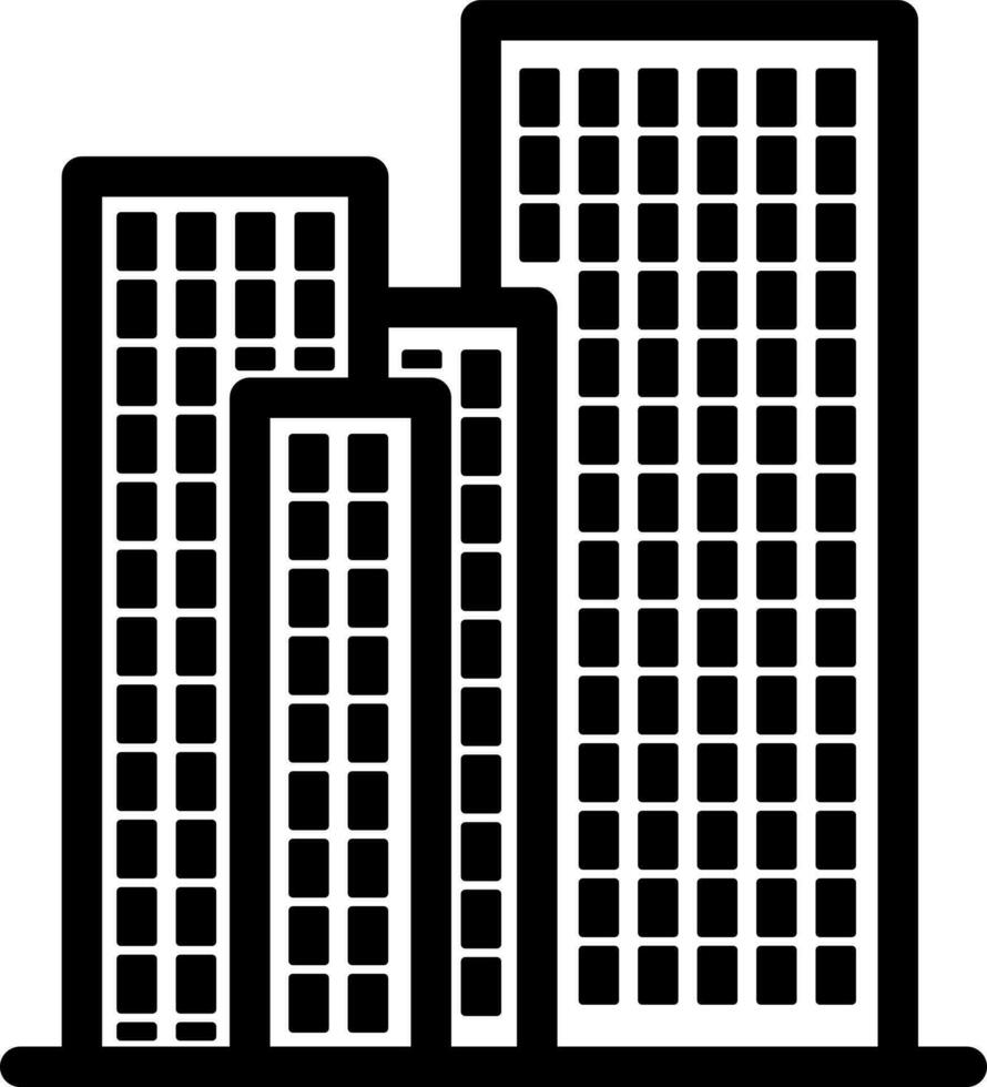 Commercial building glyph icon or symbol. vector