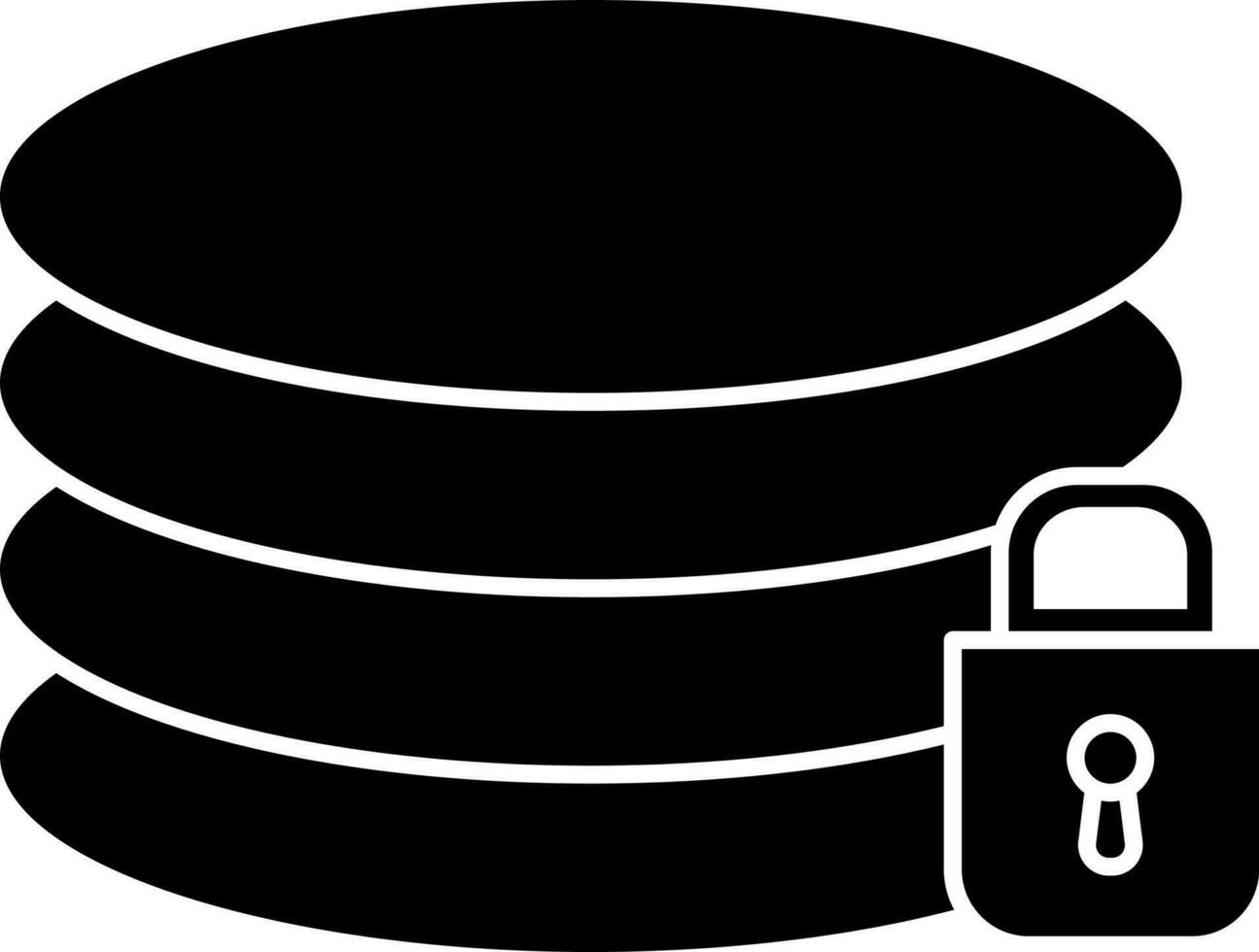 Black and White database with lock icon in flat style. vector