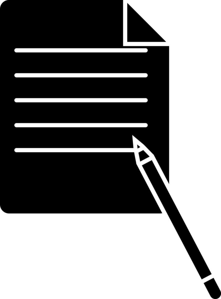 Icon of document with pencil in Black and White color. vector