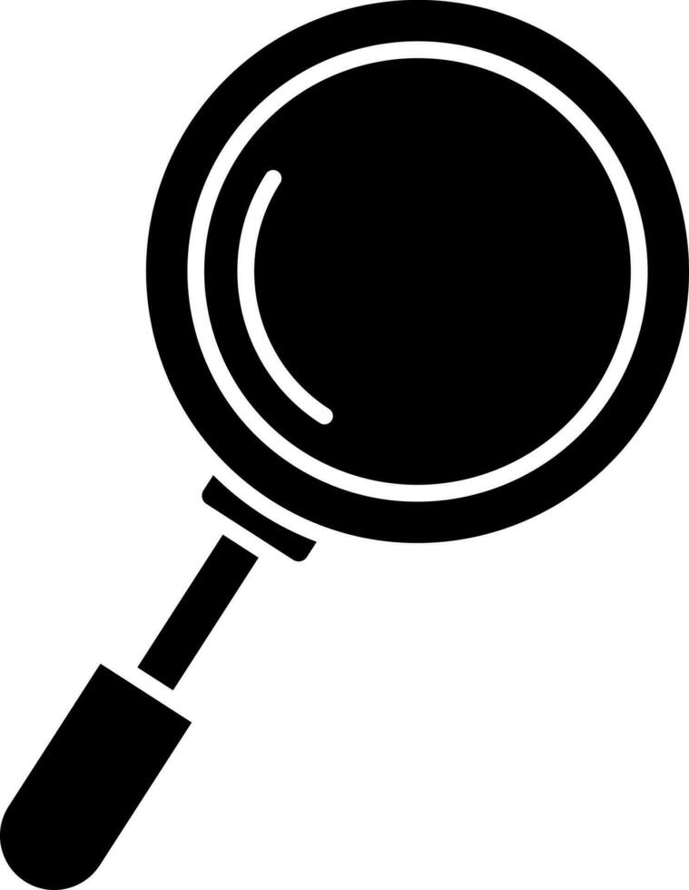 Black and White magnifying glass icon in flat style. vector