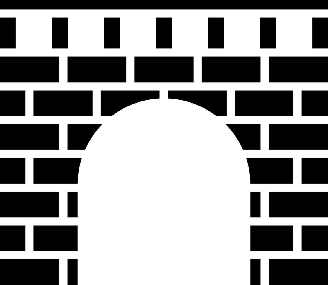 Black and White illustration of old stone bridge icon. vector