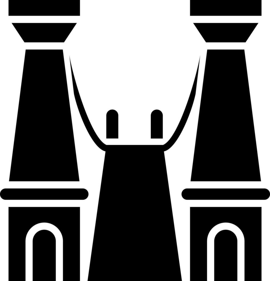 Tower bridge glyph icon or symbol. vector