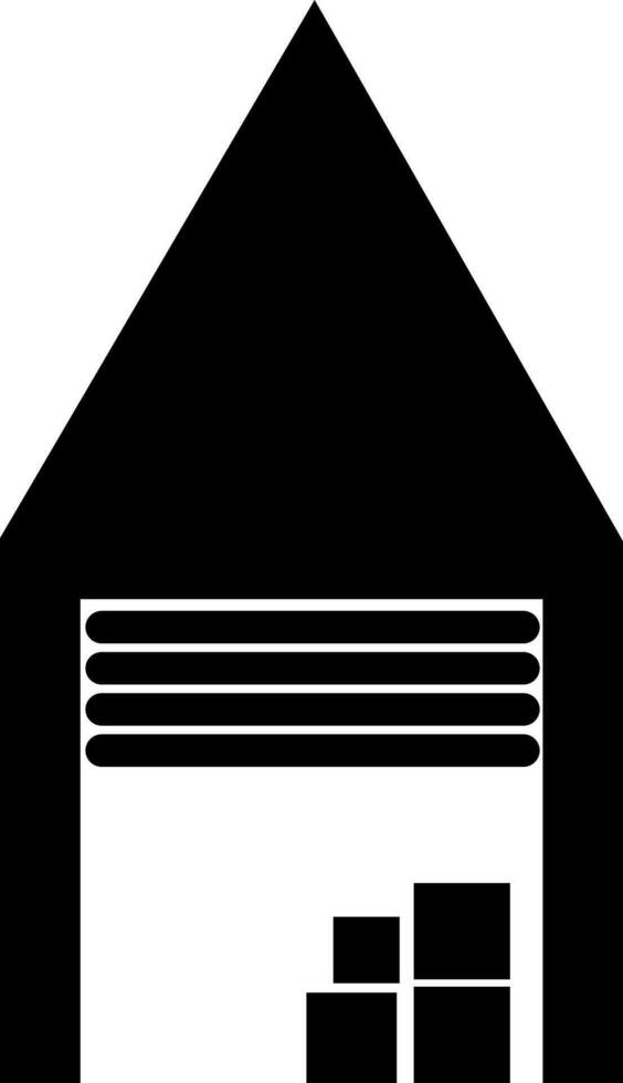Black warehouse icon in flat style. vector