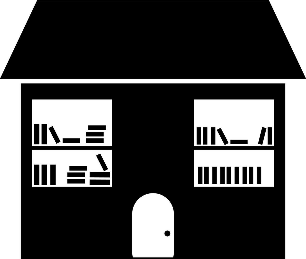 negro y blanco libro Tienda icono en plano estilo. vector