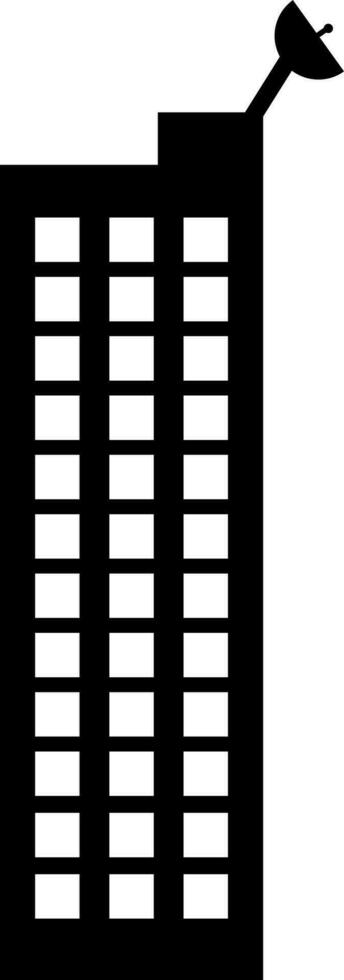 ilustración de edificio con satélite en negro y blanco color. vector