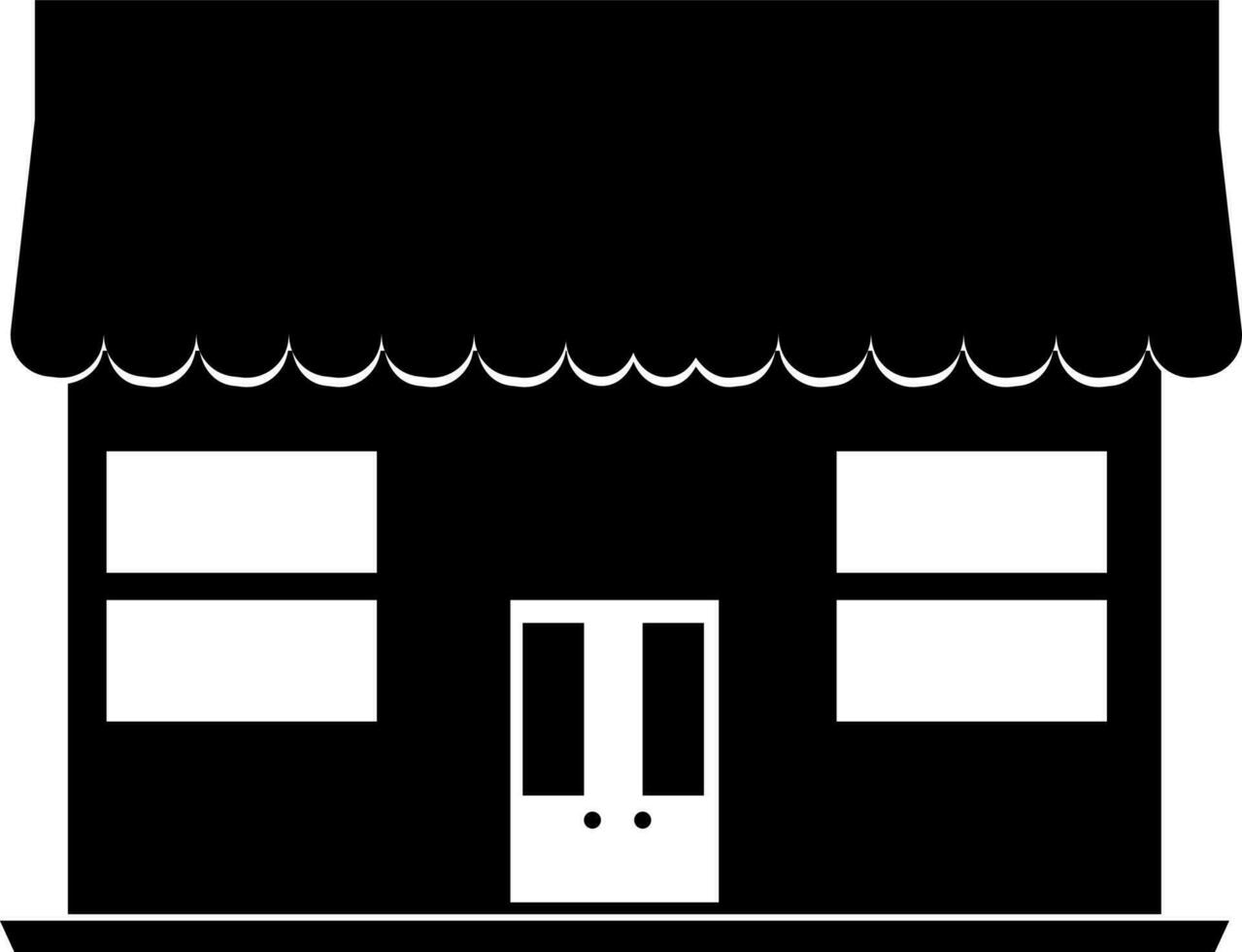 Illustration of Black and White store icon in flat style. vector