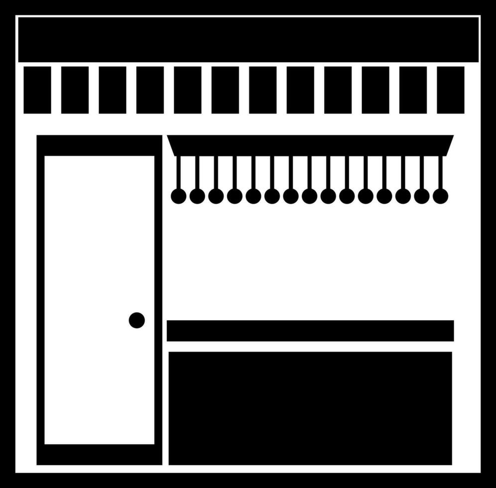 icono de negro y blanco tienda en plano estilo. vector