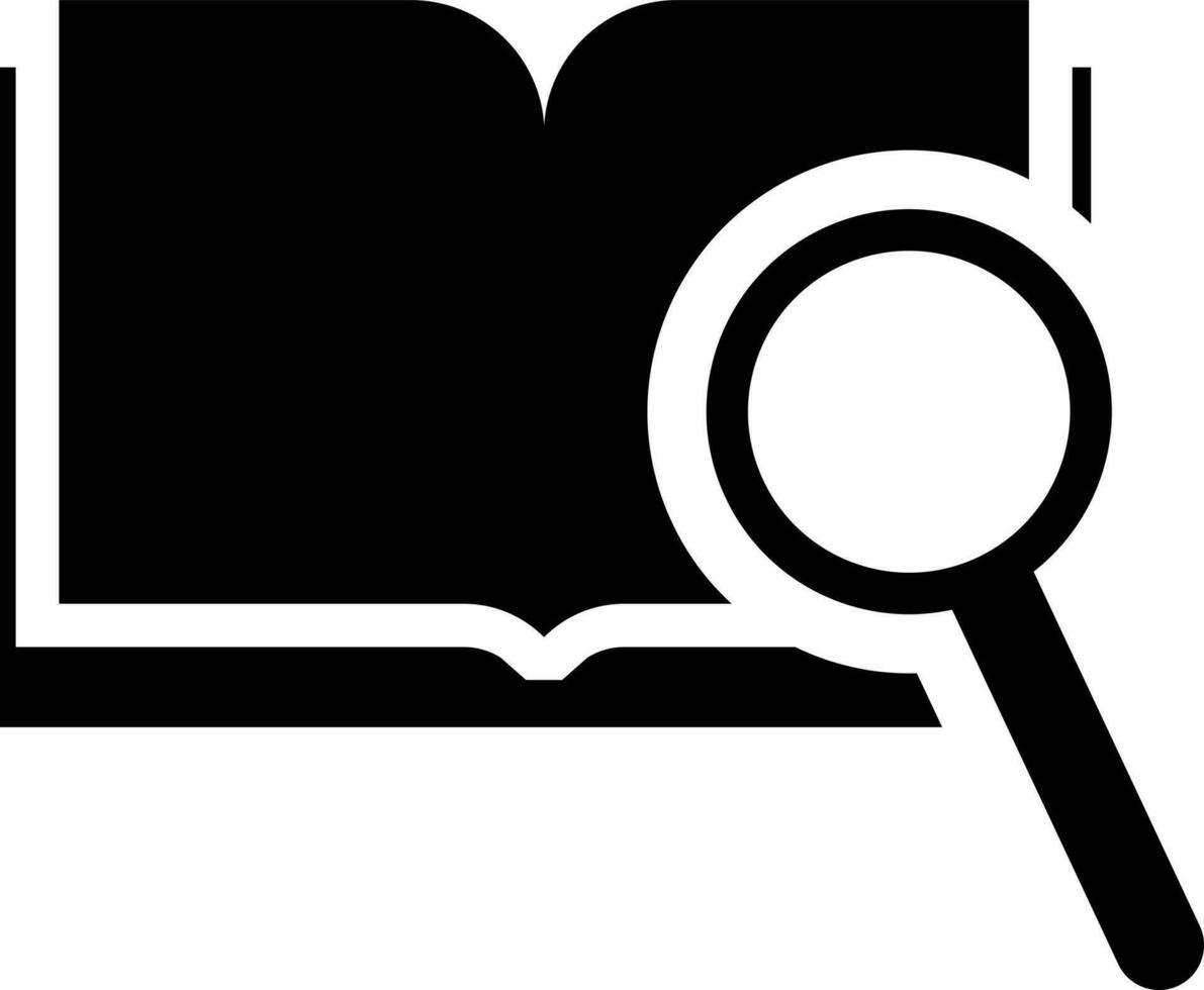 Glyph searching book icon in flat style. vector