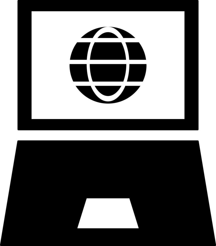 ordenador portátil conectado a Internet. glifo icono o símbolo. vector